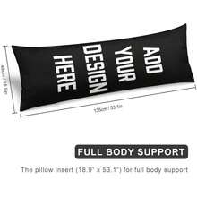 Custom Body Pillow Upload Your Photo/Text/Art, Personalized Long Pillowcase, Couples, Anime Fans, Birthday/Wedding Keepsake, Black, 20x54 - Black - View 2