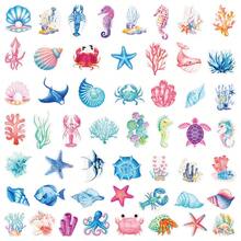 50 piezas de pegatinas transparentes de coral y conchas marinas - Calcomanías decorativas impermeables DIY para diarios, fundas de teléfono y portátiles - 50 piezas - Ver 2