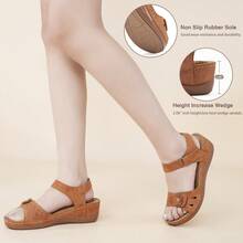 Ecetana Women's Summer Sandals: Open-Toe Sport Sandals With Arch Support & Floral Decor Platform Design | Comfortable Orthopedic Beach Shoes For Walking, Travel & Casual Outings | Thick Cushioned Sole With Breathable Construction.Zapatillas Elegantes De Mujer,Sandalias Planas De Mujer,Beach Sandals. - 棕色 - 查看 4