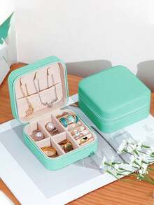 1pc PU Leather Jewelry Box, Double Layer Waterproof Jewelry Organizer, Elegant Jewelry Display Case, Suitable For Earrings, Rings, Necklaces, Bracelets, Makeup Bag, Jewelry Storage Box With Compartments, Multilayer Dividers, Suitable For Gifts Like Valentine's Day, Mother's Day, Birthday - Multicolor - View 18