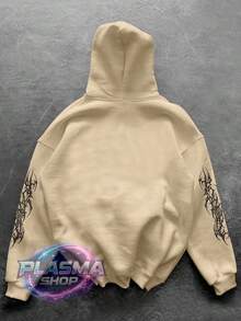Comfortable Basic Sweatshirt For Everyday Wear Gothic Art Streetwear Urban Culture Street Fashion Street Graffiti Skater Skateboarding Unisex Men's Women's Sweatshirt 50% Cotton 50% Polyester Top Premium Streetwear New Release Immediate Shipping Various Colors!! - 米色 - 查看 2
