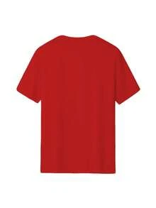 Oversized Custom T- Shirt 12 Colors Personalized Plus Size Tee Pure Cotton Tshirt- Add Your Image Photo Design- Men Women Adult Unisex Size- Solid Crew Neck Short Sleeve Tee Soft Comfortable Casual Workout Sportswear, PLUS SIZE - 紅色 - 查看 3
