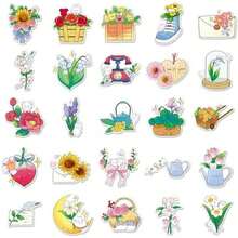 50 Pcs Dreamy Hot Air Balloon Stickers, 1.96-3.15inch Cartoon Fairy Tale Decorative Stickers, Self-Adhesive For Scrapbooking, Kids' Room Decoration, Party Setup(Hot Air Balloon) - Flower Story - View 7