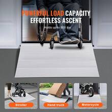 Door Threshold Ramp, 4" Rise Door Ramp For Wheelchairs, Aluminum Threshold Ramp For Doorways Rated 800 Lbs Load Capacity, Adjustable Threshold Ramp For Wheelchairs, Scooters, And Power Chairs - 銀色 - 查看 5