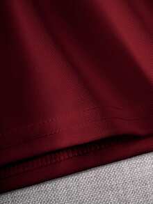 Young Boy Classic Burgundy Solid Color Short Sleeve Polo Shirt, Suitable For Daily Wear, Outings, Gatherings, Performances And Activities - Burgundy - View 8