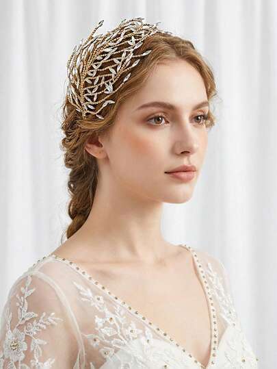 1件奢华水钻发箍，时尚女士发饰，适合婚礼新娘、日常、派对、节日、舞会等场合。