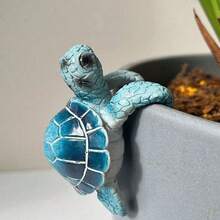 1pc Cute Resin Mini Sea Turtle Statue, Hanging Planter Pot Decoration, Indoor Home Decor Figurine For Garden, Yard And House Without Electricity - Sea Turtle - View 7