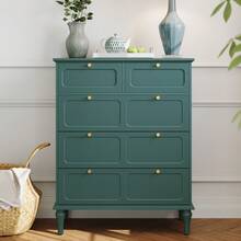 HLR 5 Drawers Dresser For Bedroom, 40" Tall Wood Mid Century Modern Chest Of Drawers, Closet Clothes Storage Organizer For Living Room, Hallway, Entryway - 綠色 - 查看 1