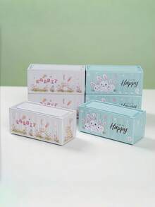 1pc Square Candy Box With Cartoon Rabbit Pattern, Containing Cute Cookies, Snacks And Cupcake Holders. Ideal For Easter Parties, Also Suitable As Piggy Bank, Holiday Gift, Birthday Gift, Or Adult Gift - Multicolor - View 5