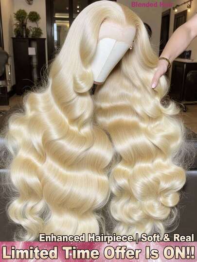 200% Density Body Wave 13*4 Lace Front Wigs With Invisible Hairline - Pre Plucked Pre Cutting Loose Wave HD Transparent Lace Frontal Wigs Glueless - #613 Blonde Color Brazilian Virgin Ear To Ear Pre Bleached Pre Pulling Pre Ironing Lace Closure Wigs Frontal Glueless - Wear And Go Easy To Wear Human Frontal Hair Wigs Glueless Weaves Wigs For Women Daily Use Blended Hair