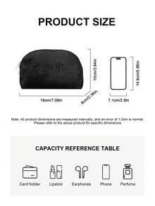 Dior 材质：黑色天鹅绒化妆包，带刺绣logo，轻便便携化妆袋 - 黑色 - 查看 5