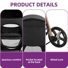 BALCONERA 15kg Foldable 3-Wheel Pet Stroller For Medium & Small Dogs/Cats | Mesh Window & Brakes - Black - View 6