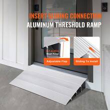 Door Threshold Ramp, 4" Rise Door Ramp For Wheelchairs, Aluminum Threshold Ramp For Doorways Rated 800 Lbs Load Capacity, Adjustable Threshold Ramp For Wheelchairs, Scooters, And Power Chairs - 銀色 - 查看 2