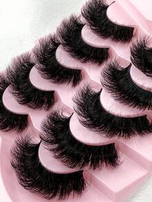 Hinarin 5对/包，浓密自然的假睫毛，包含猫眼、纤细、喇叭形等款式，打造扇形3D蓬松效果，宛如俄罗斯套娃，打造迷人眼妆。假睫毛，睫毛，假睫毛，假睫毛 - 濃密款 - 查看 4