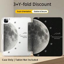 亚克力水晶彩绘平板电脑保护套，带支架，饰有月亮、星星图案，兼容三星 A9/A9+/S9/S9FE/A11/A11+/S11/S10 FE/S10 FE+/S10 Lite、苹果 Air 5/6、SE 11、荣耀、Matepad SE 11。 - 白色 - 查看 1