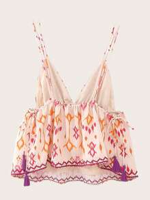 Summer Sequins Embroidered & Printed Camisole, Fashionable For Vacation - Multicolor - View 2
