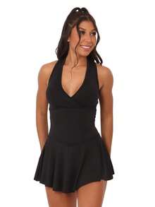 Jumpsuit Skirt For Gym, Beach Tennis, Swimsuit, Beach Dress - màu đen - Xem 1