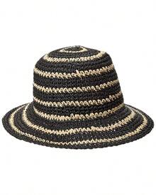 Bruno Magli Striped Crochet Straw Bucket Hat - màu đen - Xem 3