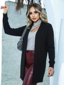 Cardigan Basic Coat Knitwear Women's Fashion Cardigan Kimono Long Sleeve Winter - 黑色 - 查看 4