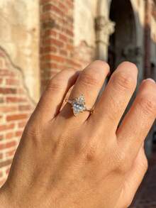 1pc Classic V-Shaped Diamond Encrusted Eye-Shaped 925 Sterling Silver Ring, Engagement/Wedding Gift, Holiday Present - Horse Eye Ring - View 4