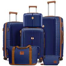 Joyway 6-Piece Hardshell Luggage Set With TSA Lock, 360° Quiet Spinner Wheels, Includes Travel Bags & Purse, Lightweight Carry-On Trolley With Luggage Tag For Women Men, Business Vacation Travel Essentials - Màu xanh lam - Xem 7