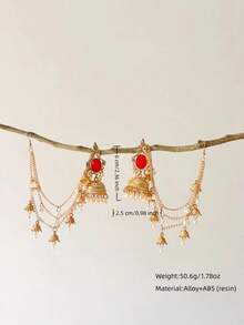 Bollywood Style Earrings, Alloy Chain With Faux Pearl Tassel Pendant Earrings, Suitable For Women's Daily Wear, Weddings, Parties, Festivals - Chain Earrings - View 4