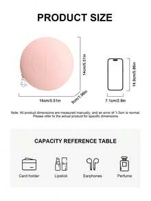 Dior Túi đựng mỹ phẩm bằng silicon màu hồng 15*15cm, túi tròn mềm mại, túi đựng đồ trang điểm, túi đựng trang sức, món quà lý tưởng cho bạn gái hoặc vợ vào ngày Valentine. - Hồng - Xem 3