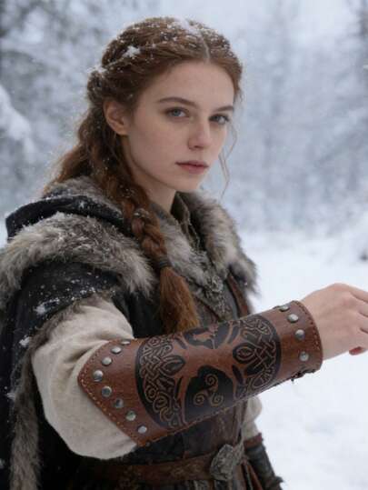 1 قطعة أسورة من جلد البو المزخرف بطراز البخار الصناعي | درع ذراع عقدة سلتية، للمسرح والإكسسوارات الزي