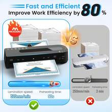Crenova A4 Laminator Machine,  Portable Desktop Hot & Cold With 10 Laminating Pouches, No Bubbles 9 Inch Thermal Laminator For Home Office School Business Use, Black - US A Type Plug(110-127V) - View 3