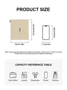 Yves Saint Laurent Túi đựng mỹ phẩm, Túi dây rút bằng vải lanh màu be có in logo, thoáng khí, thích hợp cho du lịch. - trắng đục - Xem 9