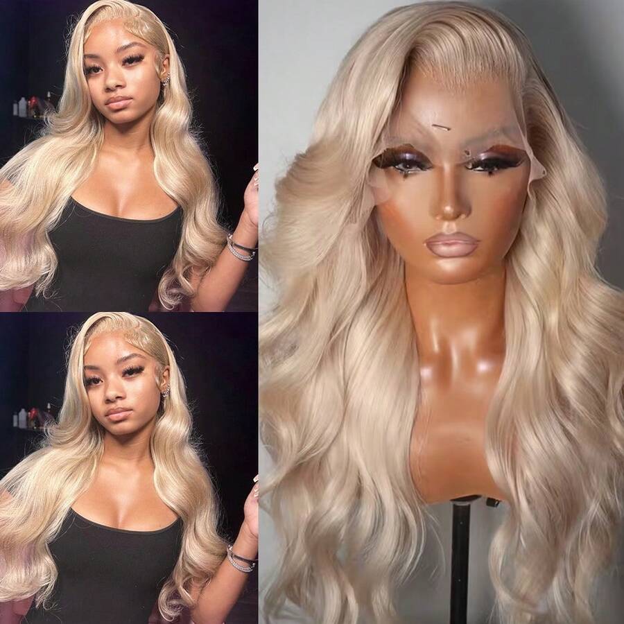 13X4 Purple Color Long Body Wave Lace Front Wig 26" Long Wavy Wigs Glueless Free Part 180% Density Violet Purple Wavy Hair With Adjustable Straps & Combs Heat Resistant Soft Loose Wave Synthetic Hair Replacement Wigs For Women Perfect For Daily Wear Parties & Special Occasions - 金色 - 查看 1