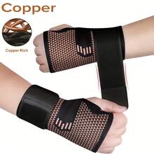 1 pieza Guantes de soporte de muñeca con fibra de cobre - Correa de compresión ajustable, diseño de malla transpirable con hebilla, adecuado para soporte de mano y muñeca, aplicable para actividades deportivas, vendaje de mano y protector de muñeca deportivo, ajuste ceñido - multicolor - Ver 2
