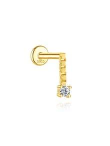 1Pc 925 Sterling Silver Classic Geometric Elements Cubic Zirconia Stud Earring Flat Back Cartilage Helix Piercing Suitable For Women'S Daily Wear,Wedding,Parties, And Banquet Occasions - Silver - View 16