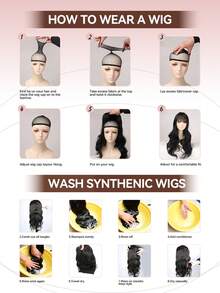 16-Inch Long Black Hair With Soft Waves Layered Wig Synthetic Natural Looking Wigs Lace Front Wigs 13*4 Hand Woven Lace Chemical Fiber Hair Daily Daily Imported Silk Party Wedding Music Festival Halloween Gift - Multicolor - View 12