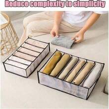 Foldable Drawer Clothes Organizer, Washable Mesh Storage Box With Divider Grids (7 For Leggings/Pants, 9 For T-Shirts), 36*25*5cm For Socks Bras Underwear, Space-Saving For Dorm Bedroom - Gray - View 3