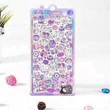 1pc Cartoon 3D Embossed Random Style Crystal Sticker, Mixed Color Plastic Self-Adhesive Sticker, Suitable For DIY Decoration On Diary, Phone Case, Notebook, Water Bottle - Semi-Glossy Asymmetrical Shape, Disposable - Multicolor - View 13