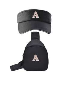 2PCs Children Baseball Hat With Mini Bag Boys Girls Camping Hat Anti-UV Strap Kids Bucket Hat Headwear For 3-8 Years Old Baby - Black - View 5