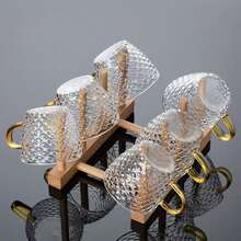 12/6/4/2pcs Set Hammered Small Cute Unusual Heat-Resistant Transparent Concentrated Coffee Glass Cups, Coffee Cups, Glass Cups, Chinese Kung Fu Hot Tea Cups, Tea Cups, Set, Aesthetic Drinkware, Coffee Accessories, Tea Set - Clear - View 9