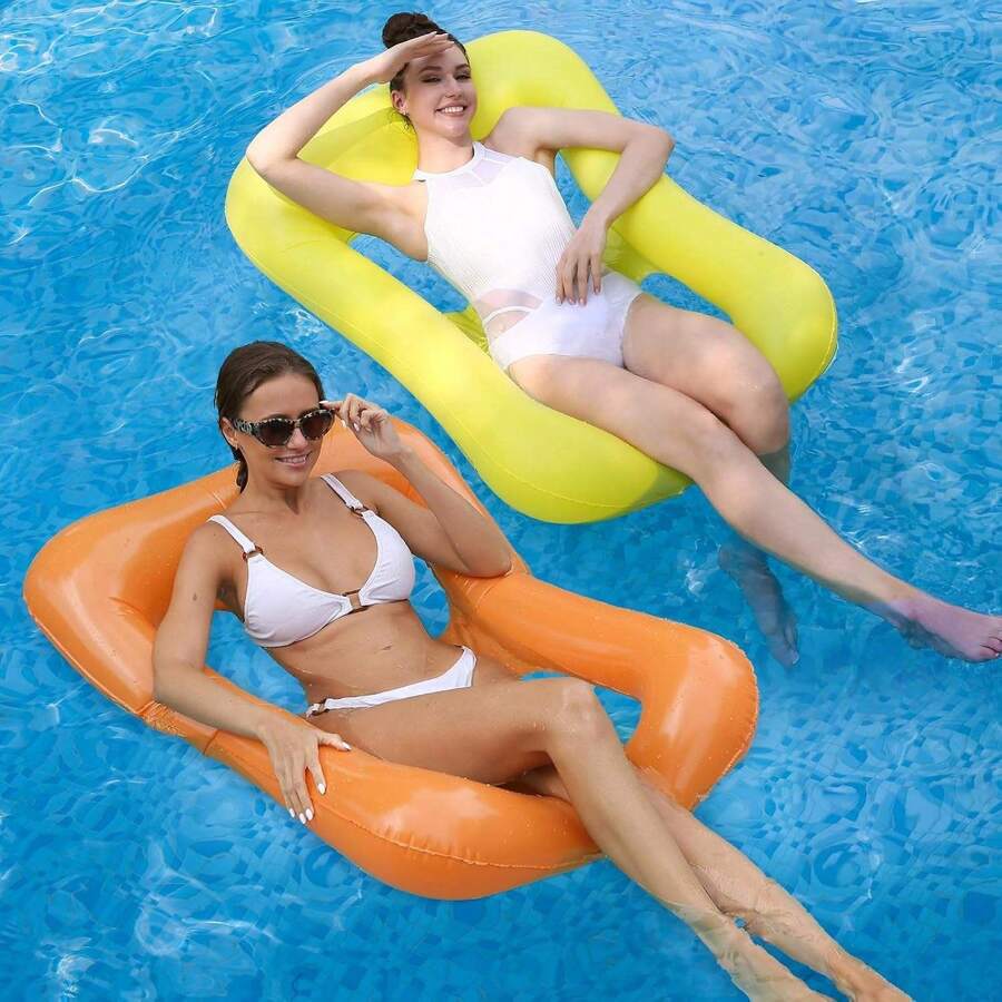 New Style Inflatable Water Drainage Floating Chair Lounging Hammock Dual Purpose , Four-Compartment Swimming Float, Swimming Pool Air Cushions, Inflatable Adult Pool Floats, PVC Inflatable Floats For Water Parties, Swimming Boats, Air Sofas, And Inflatable Adult Recliners, Vacation Multipurpose Pool Party Summer Outdoor Aquatic Fun Floating Water Chair, Portable Floating Chair Bed For Travel, Suitable For Summer Birthday Gift, Party Gift, Student Gift - Multiple Styles - View 1