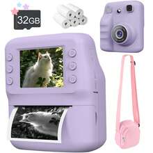 儿童即时打印相机套装，适合3-12岁男孩女孩，16倍数码变焦，2.4英寸IPS屏幕，可充电，专业摄影，1080P高清，附赠1张打印纸，即时打印玩具，圣诞节和生日礼物，适合3-16岁儿童和青少年，粉色 - QJH-A29 - 查看 24