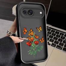 蝶と花の茎のスマホケース、 Pixel 9、8、7 Pro 5G対応、滑りやすいり止まりめ保護するカバー、スマートフォンケース。  Pixel 8A、9A、10、 11/12/13/14/15/15pro/15 Plus/15 Promax/11pro/12pro/13pro/14pro/12mini/13mini/11promax/12promax/13promax/14promax/14plus/5に対応。 - クールブラウン - チェックする 8