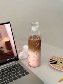 可爱蝴蝶结图案冰咖啡杯，可重复使用防漏奶昔杯，带盖，适用于冷饮，旅行和日常使用 - 彩色 - 查看 6