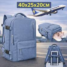 Ba lô xách tay (40x20x25cm), có ngăn đựng giày, có thể để dưới ghế, phù hợp với các chuyến bay của Ryanair; Vali xách tay, ba lô du lịch, đáp ứng yêu cầu kích thước hành lý xách tay, có thể đựng máy tính xách tay 14 inch, phù hợp cho các kỳ nghỉ ngắn, du lịch, thăm thân, đi nước ngoài, ba lô dã ngoại, cặp sách. - màu xanh nhạt - Xem 1