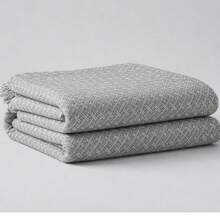 Luxurious Striped Sofa Throw 180x240 Handmade Decoration - gris con línea blanca - View 4