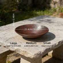 1个新款大直径复古圆碗，8英寸/9英寸/10英寸可选尺寸，可作汤碗、沙拉碗、生鱼片碗、小吃碗，适合家庭和餐厅使用，抗冲击、耐刮擦、易清洗，可用洗碗机清洗。 - 銅色 - 查看 2