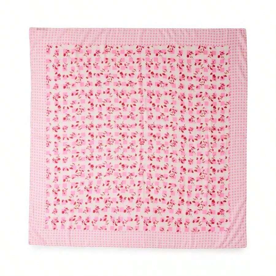 Gingham Floral Square Scarf |  | Women Scarves - Hồng đa sắc - Xem 1
