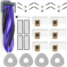 BUXEBUX 22 Pack Replacement Parts For Narwal Freo Z Ultra Robot Vacuum Cleaner Spare Accessories Kit, 1 Main Roller Brush, 4 Hepa Filters, 4 Mop Pads, 6 Dust Bags, 6 Side Brush, 1 Clean Tool - ColorF - View 1