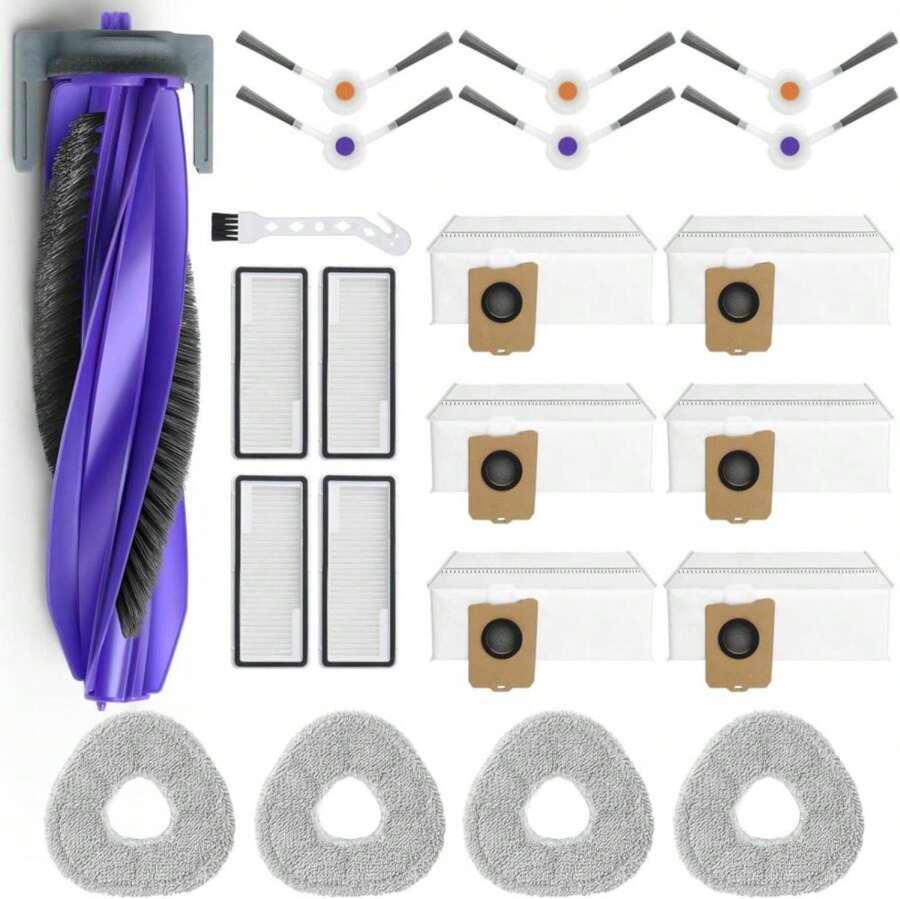 BUXEBUX 22 Pack Replacement Parts For Narwal Freo Z Ultra Robot Vacuum Cleaner Spare Accessories Kit, 1 Main Roller Brush, 4 Hepa Filters, 4 Mop Pads, 6 Dust Bags, 6 Side Brush, 1 Clean Tool - ColorF - View 1
