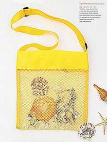1pc Adjustable Strap Mesh Beach Bag - Polyester Shell Collecting Bag For Collecting Seashells Etc. - Ideal For Beach Trips, Outdoor Activities, Outdoor Gear |   Mesh Material, Beach Accessories - 彩色 - 查看 13