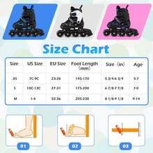 Adjustable Kids' Inline Skates 4 Sizes Adjustable Blade Roller With Light-Up Wheels Black + Black/Purple/Blue - màu đen - Xem 6
